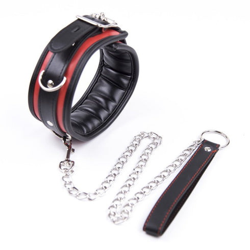 Black And Red Collar With Leash